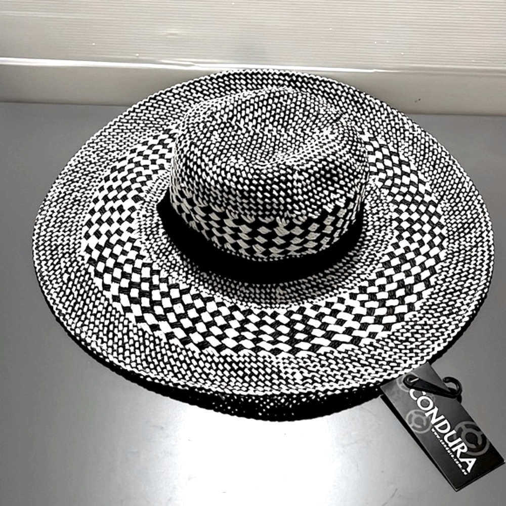 CONDURA WOMEN’S Black and White Paper Summer Hat Wide. One Size - Picture 4 of 7
